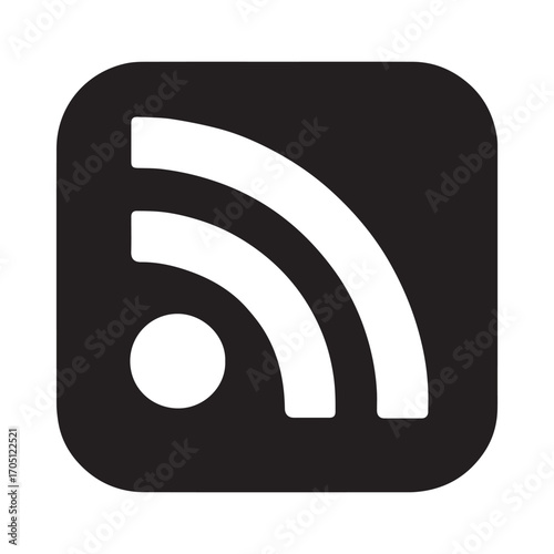 Modern rss feed icon for digital content syndication and news aggregation isolated on white background