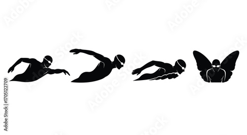 Dynamic superhero silhouette sequence capturing flight motion and transformation vector