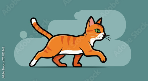 Orange Tabby Cat Running vector icon