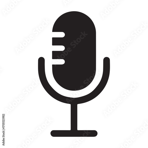 Retro microphone symbol audio recording broadcast music studio icon isolated on white background