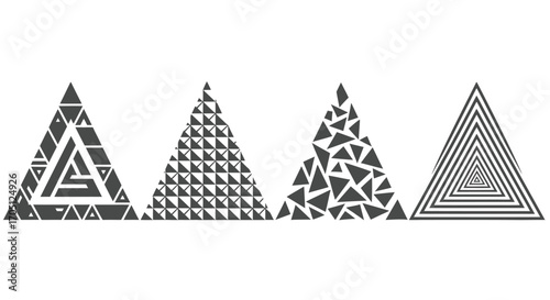 Geometric triangle patterns abstract modern design set isolated on vector