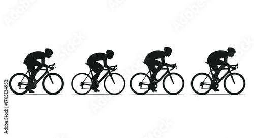 Cyclist silhouette progression motion concept bicycle race dynamic action performance sport vector
