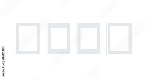 Four simple white window frames with transparent panes for design mockups vector