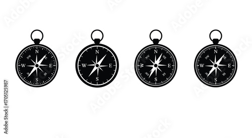 Vintage compass collection symbolizing navigation exploration adventure journey discovery vector