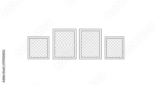 Modern abstract digital art composition of four interconnected geometric square shapes in a row vector