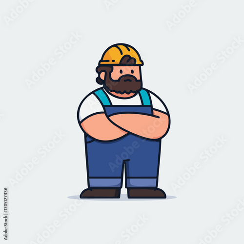 Construction Worker Cartoon Vector Illustration