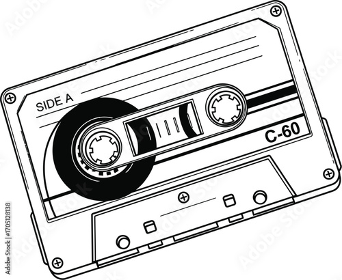 Retro audio cassette tape with blank label for custom text, a nostalgic symbol of music and sound.
