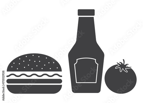 hamburger with tomato vegetable ketchup sauce icon