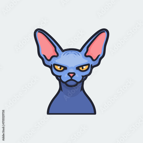 Hairless Cat Cartoon Vector Drawing