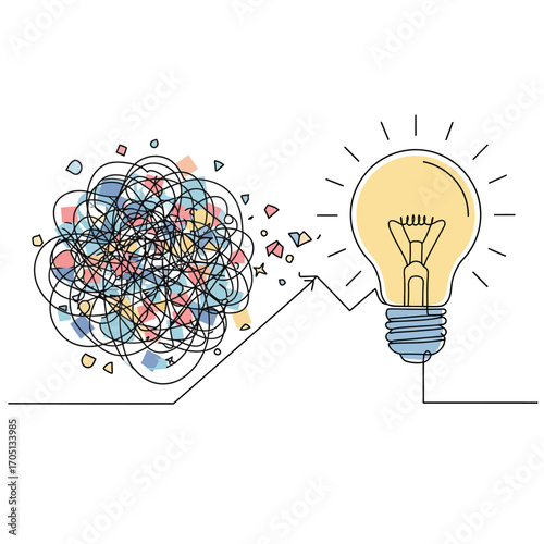 Unraveling Complex Problems into Brilliant Ideas Vector Illustration