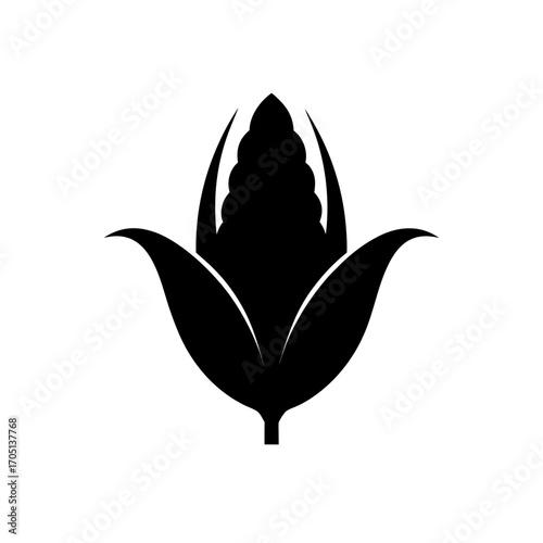 Silhouette of an ear of corn illustration on transparent background