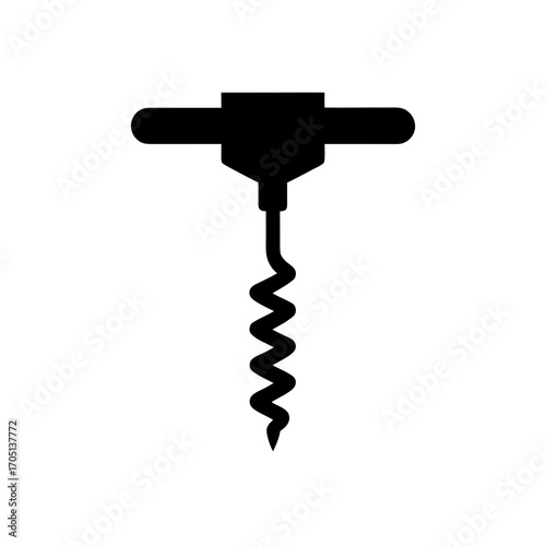 Illustration of a black bottle opener tool on transparent background silhouette