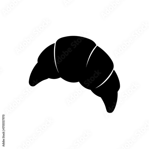 Silhouette illustration of a croissant food on transparent background