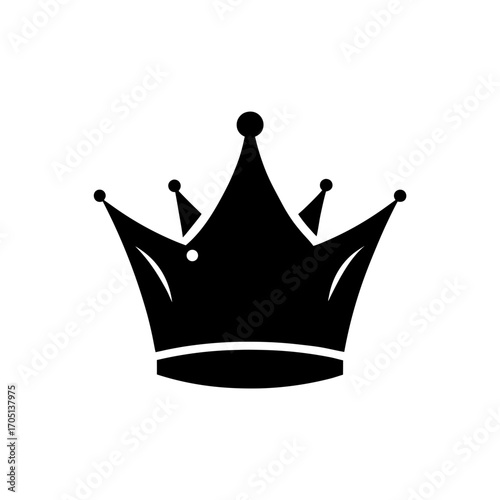 Silhouette of a simple black crown design on transparent background