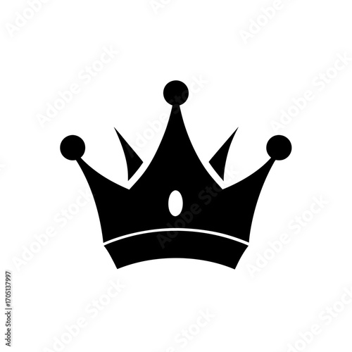 Black crown with spheres and oval design on transparent background silhouette