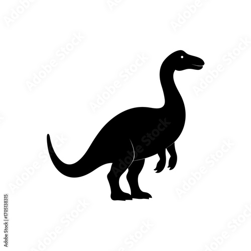 Silhouette of a herbivorous dinosaur art on transparent background
