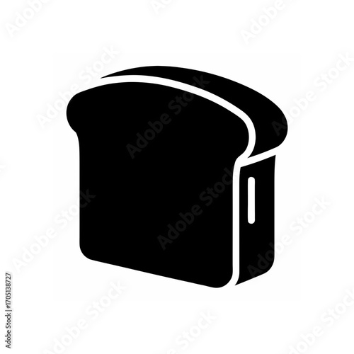 Silhouette of a single slice of bread loaf on transparent background