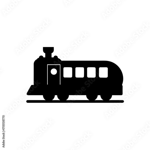 Silhouette of a vintage passenger train car on transparent background