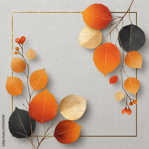 Delicate watercolor cover with autumn maple leaves