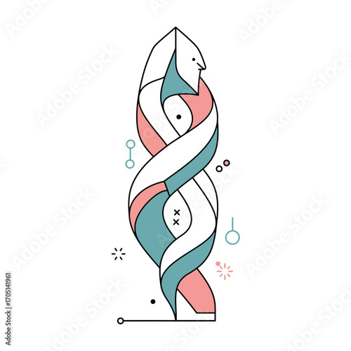 Pioneering Genetic Identity Vector Illustration: Human DNA and Personalized Innovation Concept