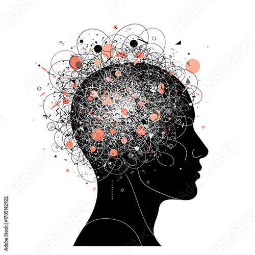 Complex Human Thought Process Vector Illustration: Unraveling Ideas and Data for Strategic Problem Solving