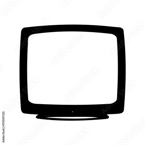 A retro television set silhouette on a white background is displayed here