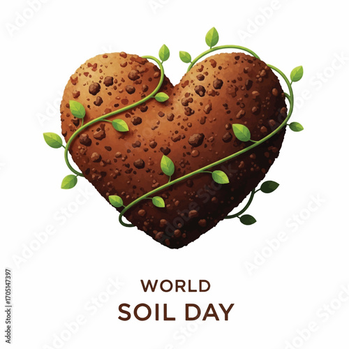 Celebrating World Soil Day with Heart-Shaped Soil and Green Vines