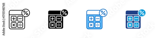 Calculator Rate Multiple Style Icon Design Vector - Calculator with percentage, representing interest calculation, discount math, or financial planning