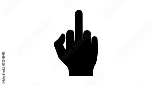 Hand gesture with middle finger with transparent background