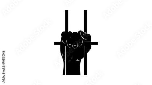 Hand gripping pull up bar with transparent background