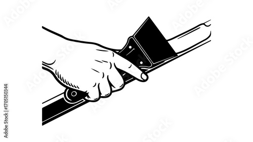 Hand operating machinery with transparent background