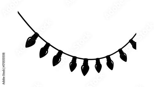 Holiday lights string with transparent background