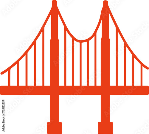 Simple Outline Graphic Bridge Structure Landmark San Francisco Icon Silhouette