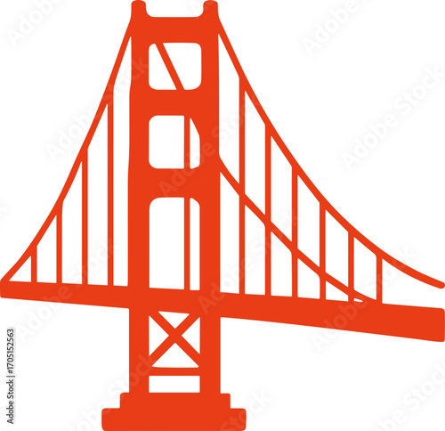 Simple Outline Graphic Golden Gate Bridge Icon Symbol Illustration