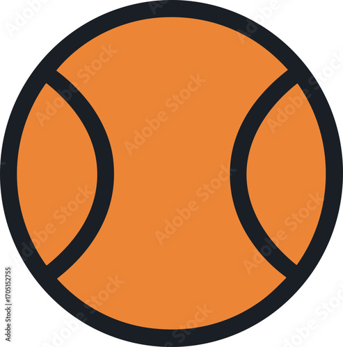Modern Flat Style Tennis Ball with Black Stroke Sport Illustration