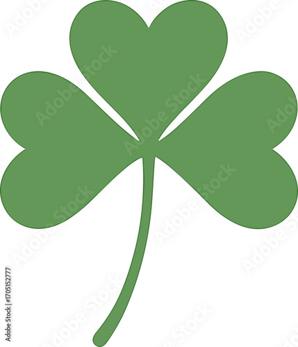 Simple Flat Green Three Leaf Shamrock Graphic Element Illustration