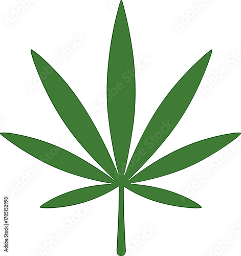 Simple Flat Design Cannabis Leaf Illustration Herb Icon Graphic Element