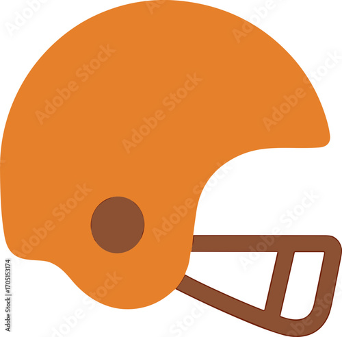 Flat Design Orange American Football Helmet Sport Safety Equipment Illustration