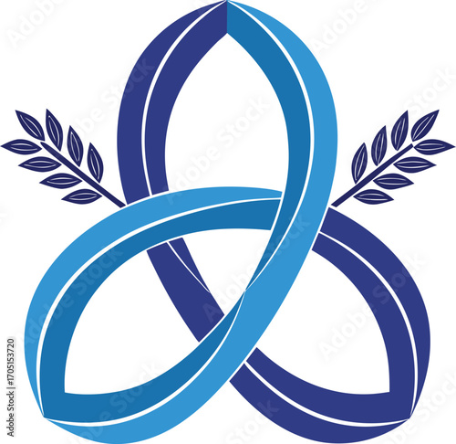 Dynamic infinity dove logo with laurel wreaths symbolizing peace unity and eternal love dove peace logo