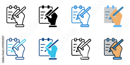 Note taking icon set multiple style collection 
