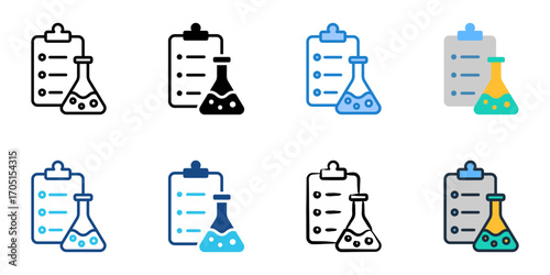 Lab work icon set multiple style collection 
