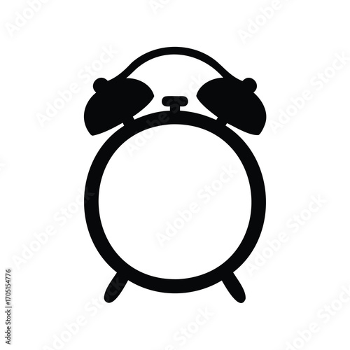 Simple Black and White Vector Illustration of a Classic Alarm Clock