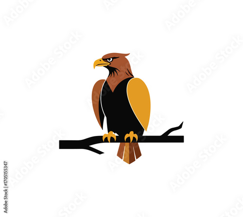 Eagle perched on branch