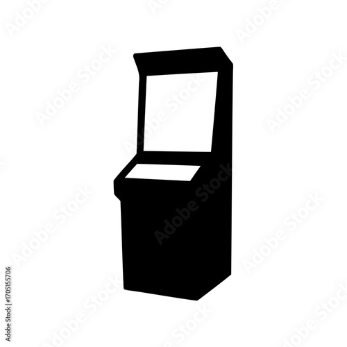 Silhouette of a classic retro arcade game machine isolated on white background