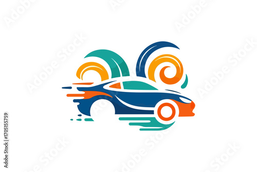 Fast sporty car graphic design
