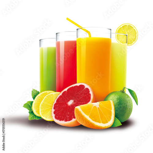 glass of juice and fruits png
