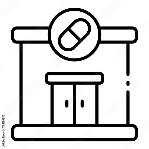 pharmacy icon used as medicine store location in hospital area