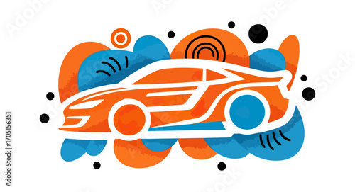 Orange car graphic design