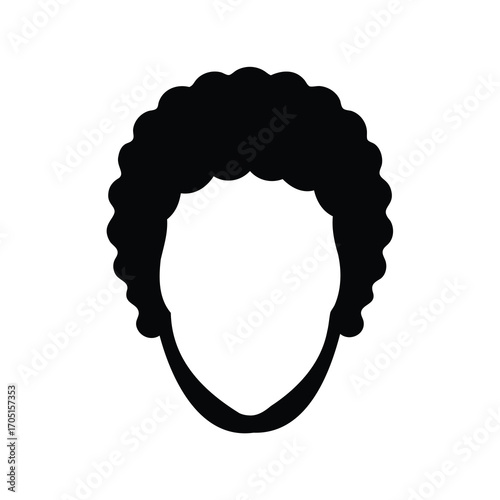 Black and white stylized vector of a person's head with an afro