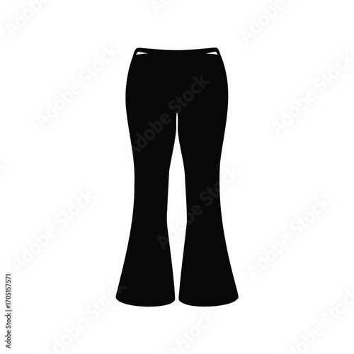 Black flared trousers silhouette with waist details for fashion illustration work
